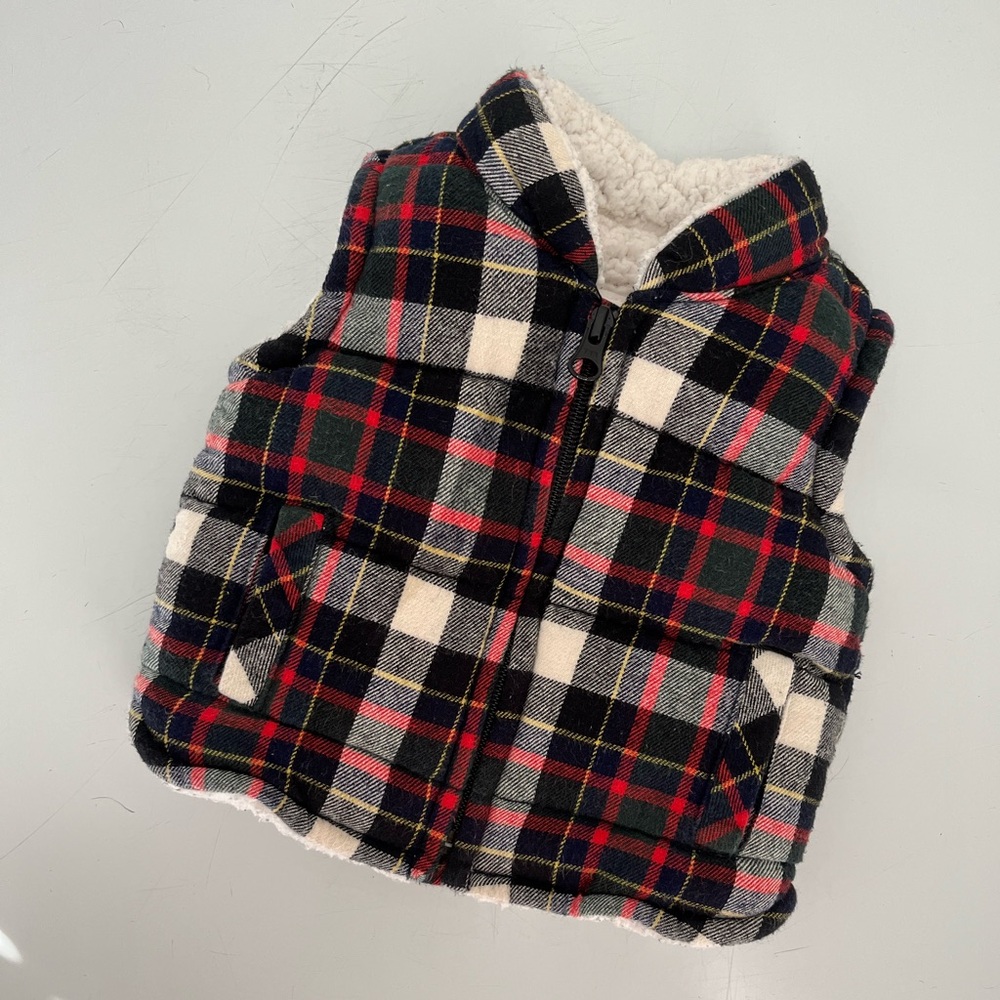 Old Navy Baby Plaid Sherpa-Lined Vest